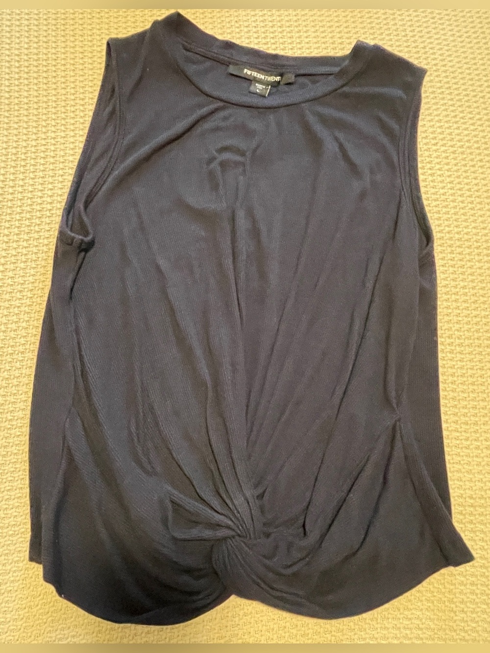 Fifteen Twenty Navy Twist-Front Sleeveless Tank